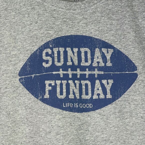 Life is Good Tee T-Shirt Mens Medium "Sunday Funday" Football‎ Short Sleeve Gray - Picture 2 of 7